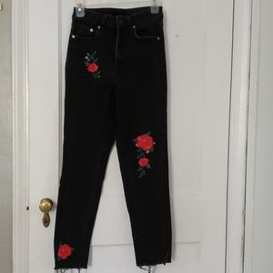 H&M Distressed Embroidered Jeans